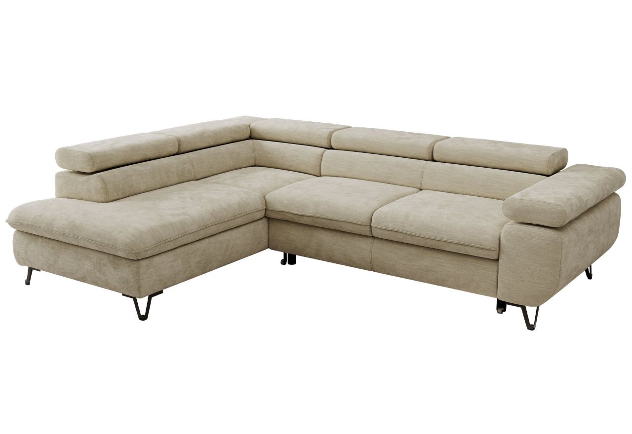 Narożnik PABLO L - strona lewa - beżowy, szenil gładki