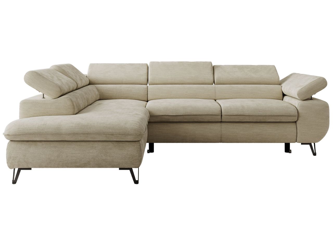 Narożnik PABLO L - strona lewa - beżowy, szenil gładki