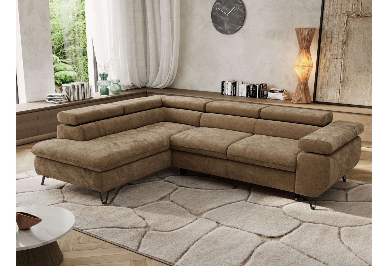 Narożnik PABLO L - strona lewa - brązowy, szenil gładki