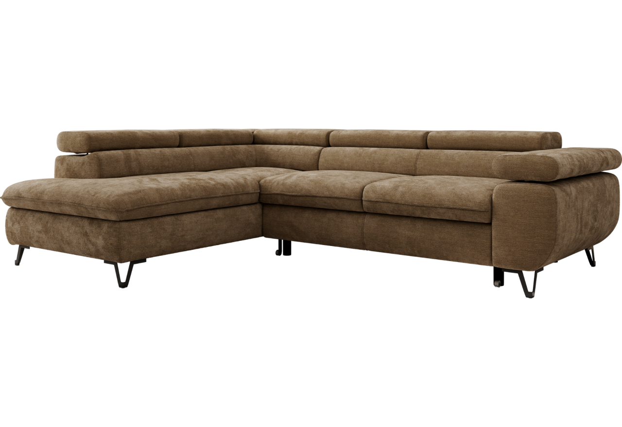 Narożnik PABLO L - strona lewa - brązowy, szenil gładki