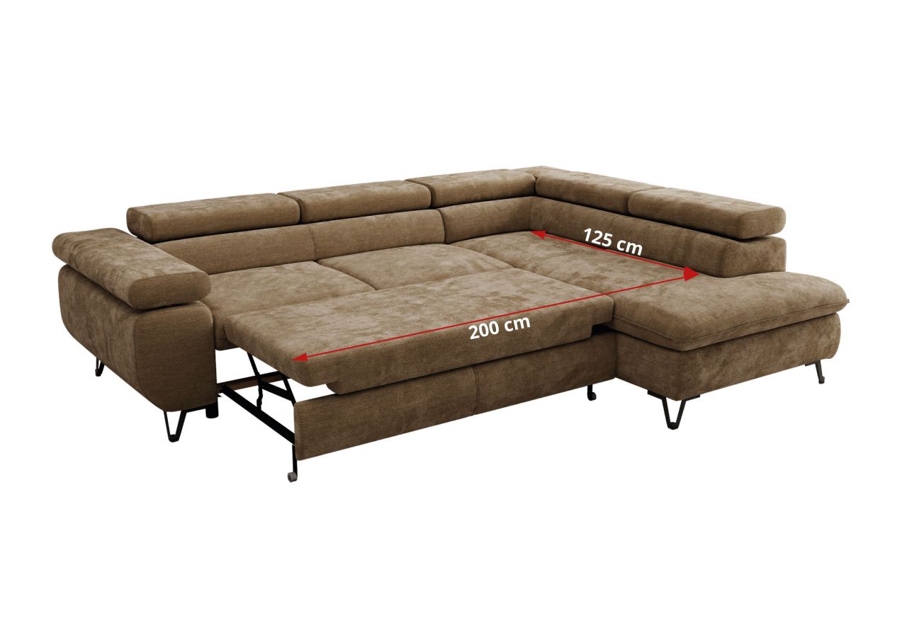 Narożnik PABLO L - strona lewa - brązowy, szenil gładki