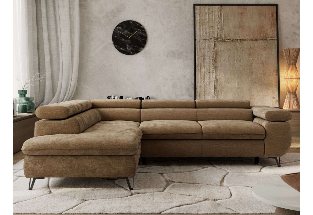 Narożnik PABLO L - strona lewa - brązowy, szenil gładki