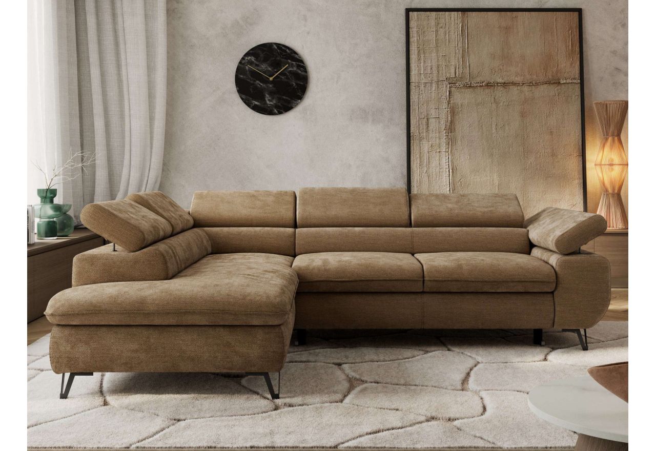 Narożnik PABLO L - strona lewa - brązowy, szenil gładki