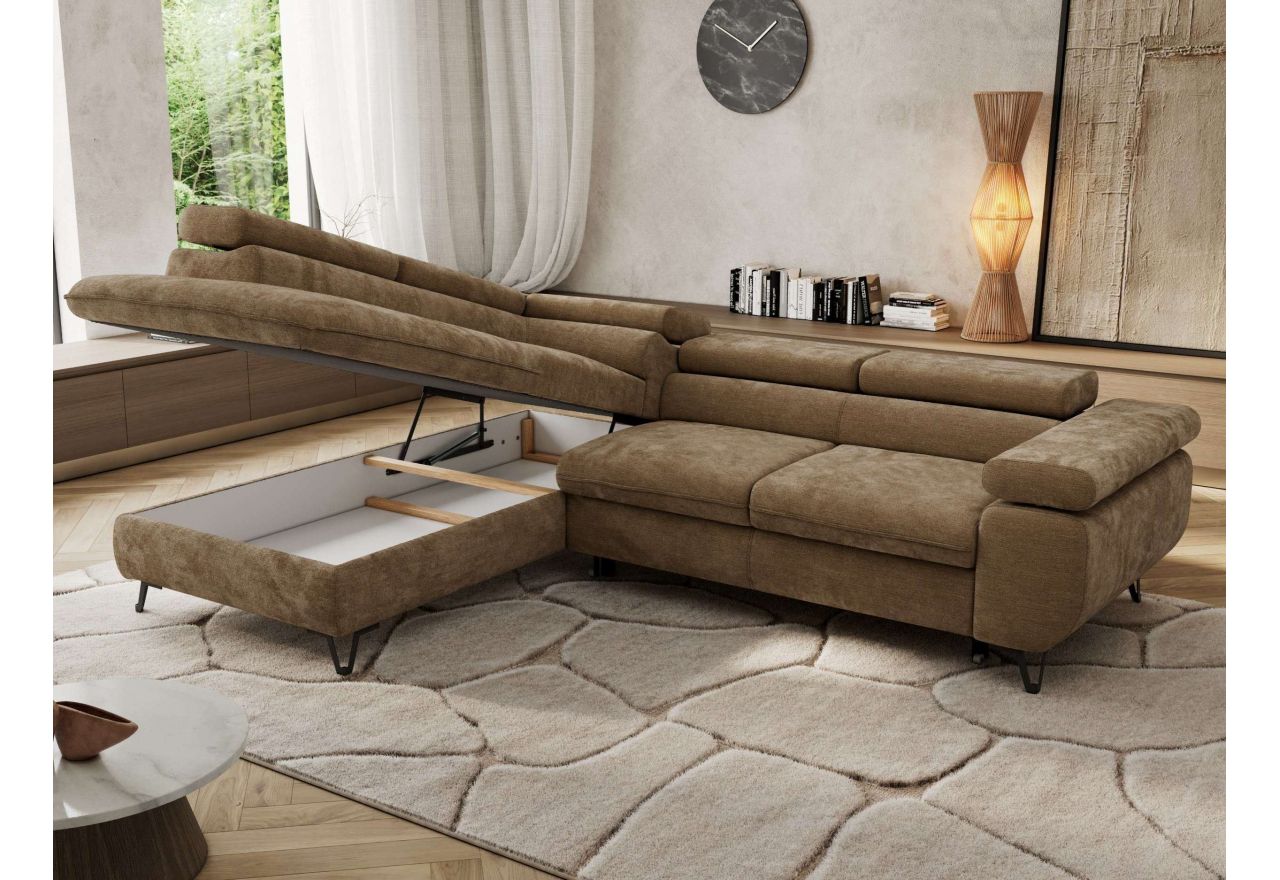 Narożnik PABLO L - strona lewa - brązowy, szenil gładki