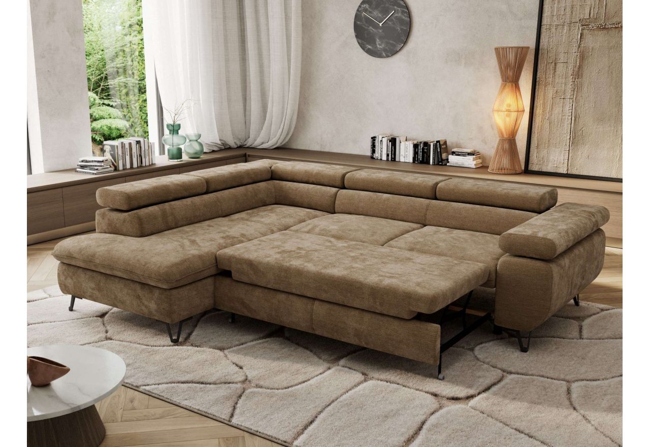 Narożnik PABLO L - strona lewa - brązowy, szenil gładki