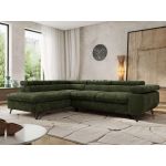 Narożnik PABLO L - strona lewa - ciemnozielony, szenil gładki