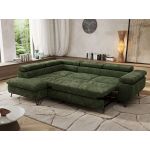 Narożnik PABLO L - strona lewa - ciemnozielony, szenil gładki