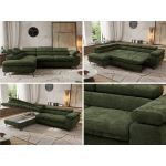 Narożnik PABLO L - strona lewa - ciemnozielony, szenil gładki