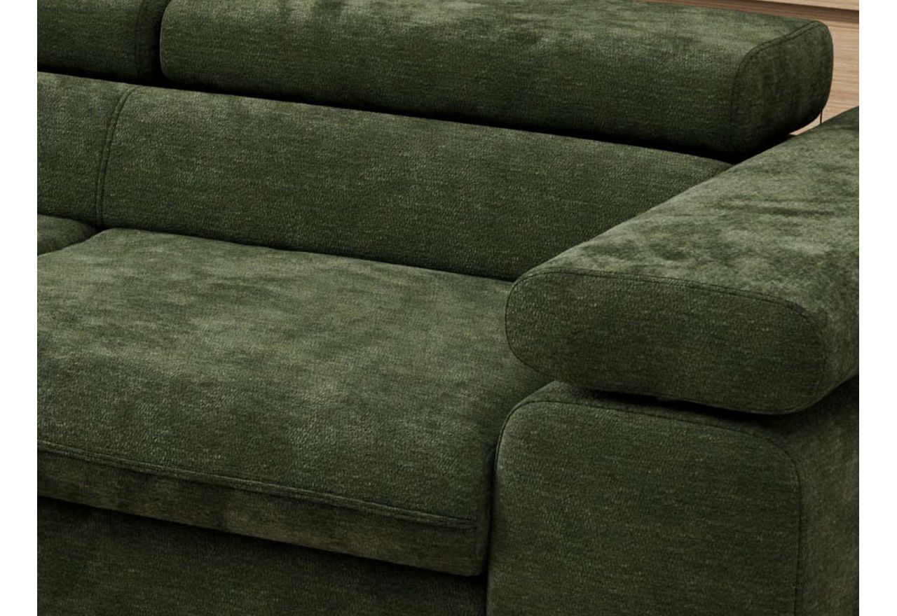Narożnik PABLO L - strona lewa - ciemnozielony, szenil gładki