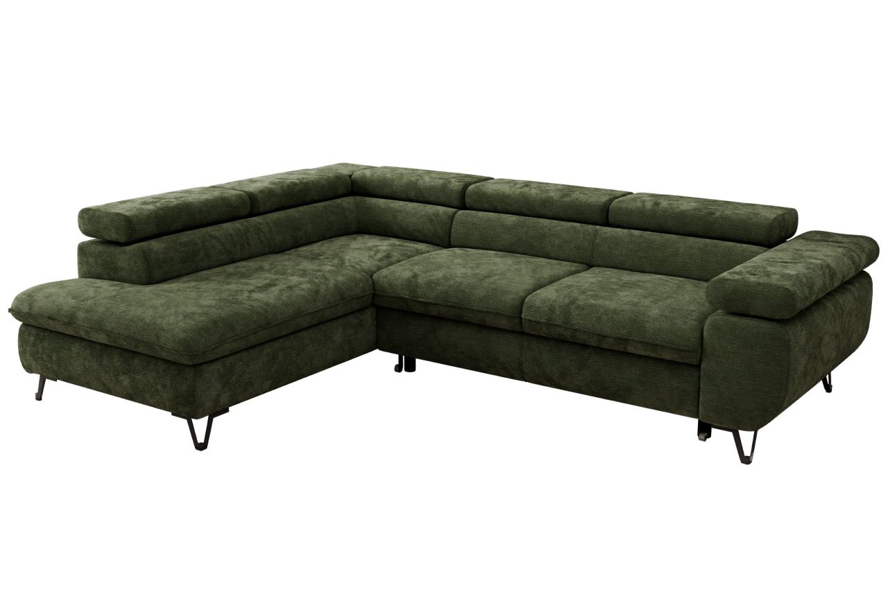 Narożnik PABLO L - strona lewa - ciemnozielony, szenil gładki