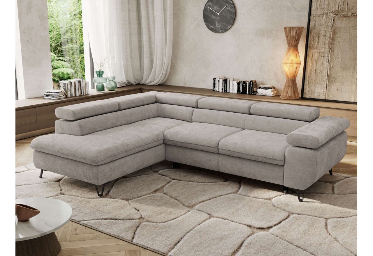 Narożnik PABLO L - strona lewa - jasnoszary, szenil gładki