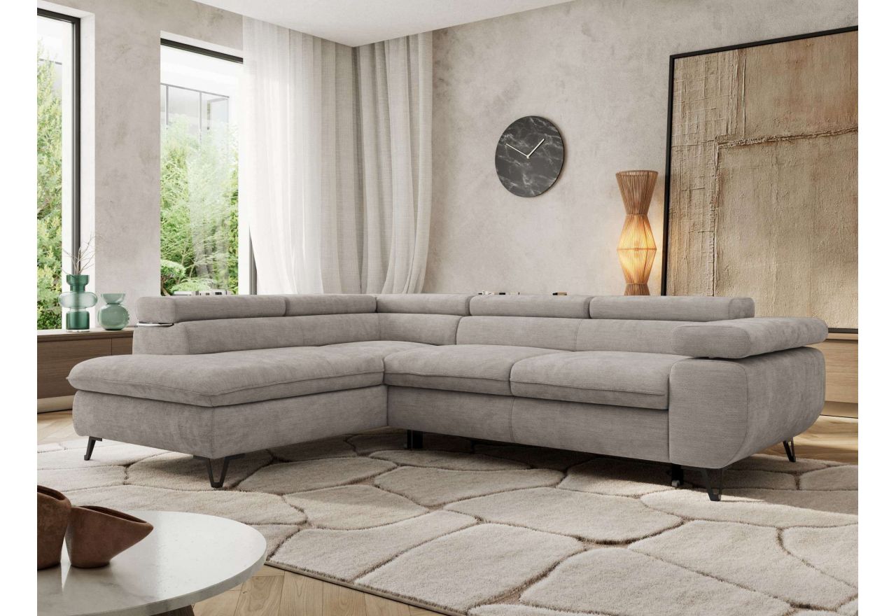 Narożnik PABLO L - strona lewa - jasnoszary, szenil gładki