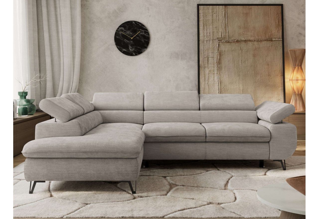 Narożnik PABLO L - strona lewa - jasnoszary, szenil gładki