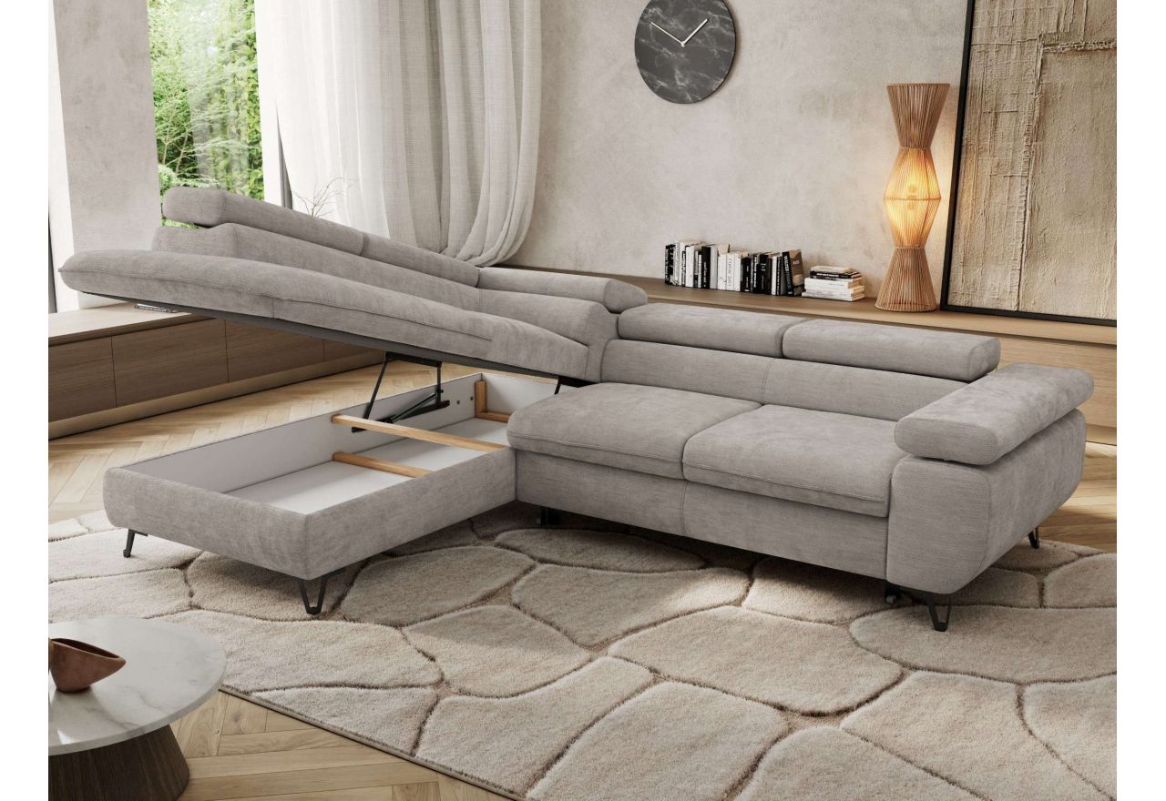 Narożnik PABLO L - strona lewa - jasnoszary, szenil gładki