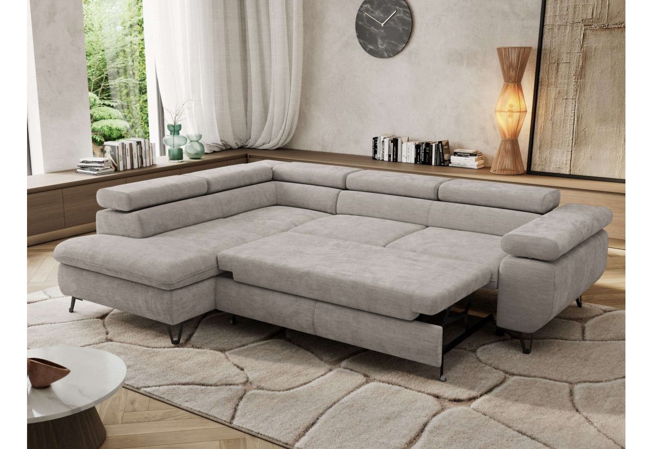 Narożnik PABLO L - strona lewa - jasnoszary, szenil gładki