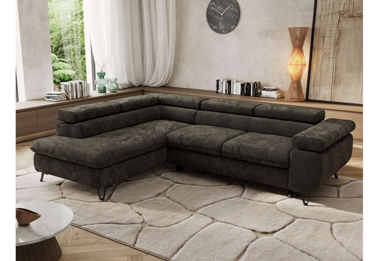 Narożnik PABLO L - strona lewa - ciemnoszary, szenil gładki