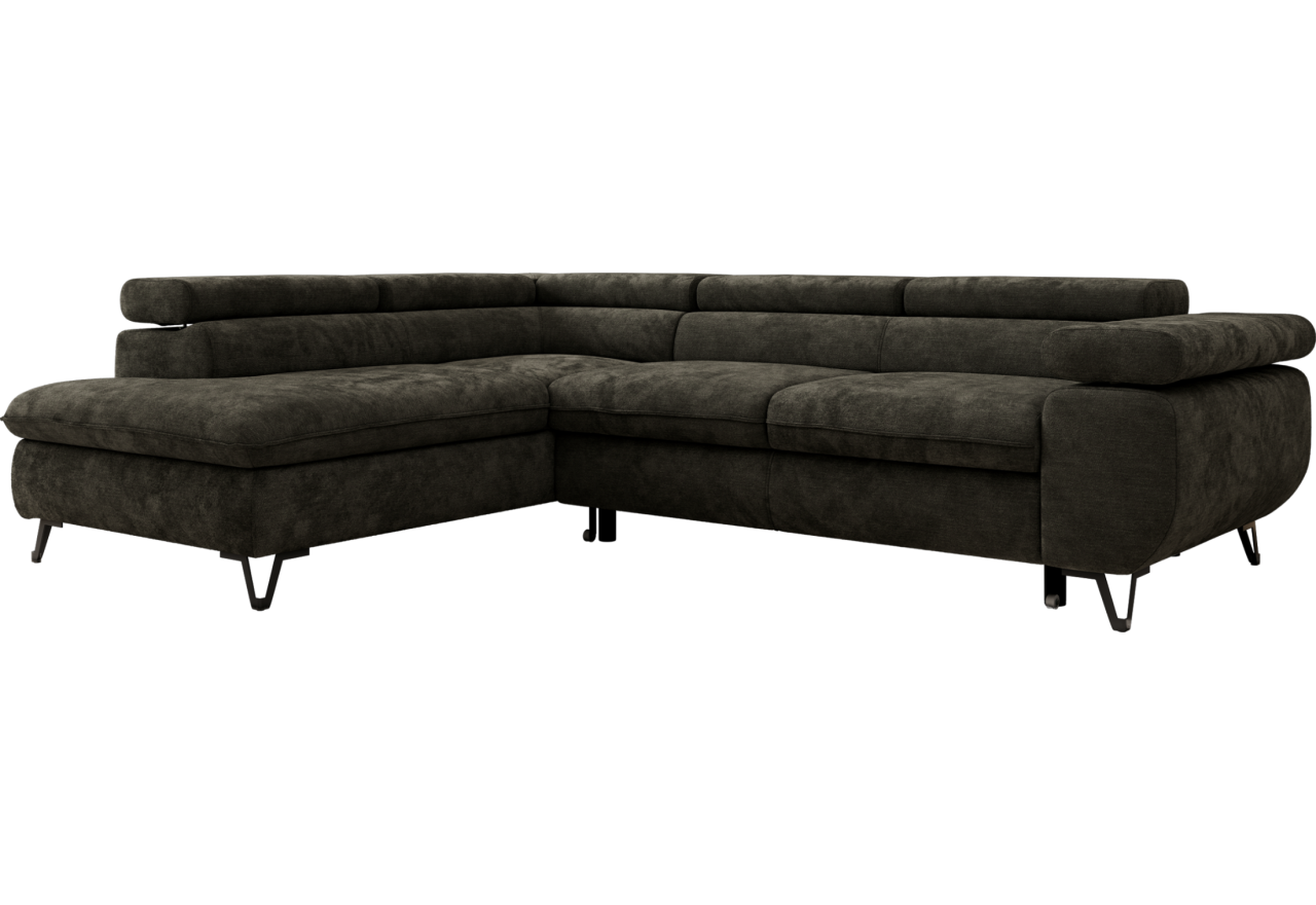 Narożnik PABLO L - strona lewa - ciemnoszary, szenil gładki