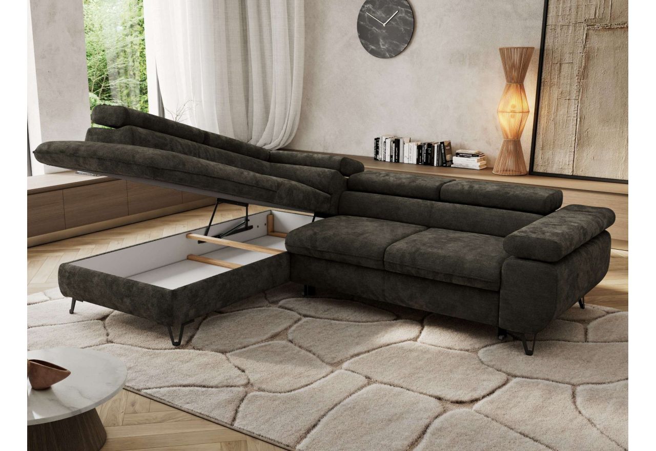 Narożnik PABLO L - strona lewa - ciemnoszary, szenil gładki