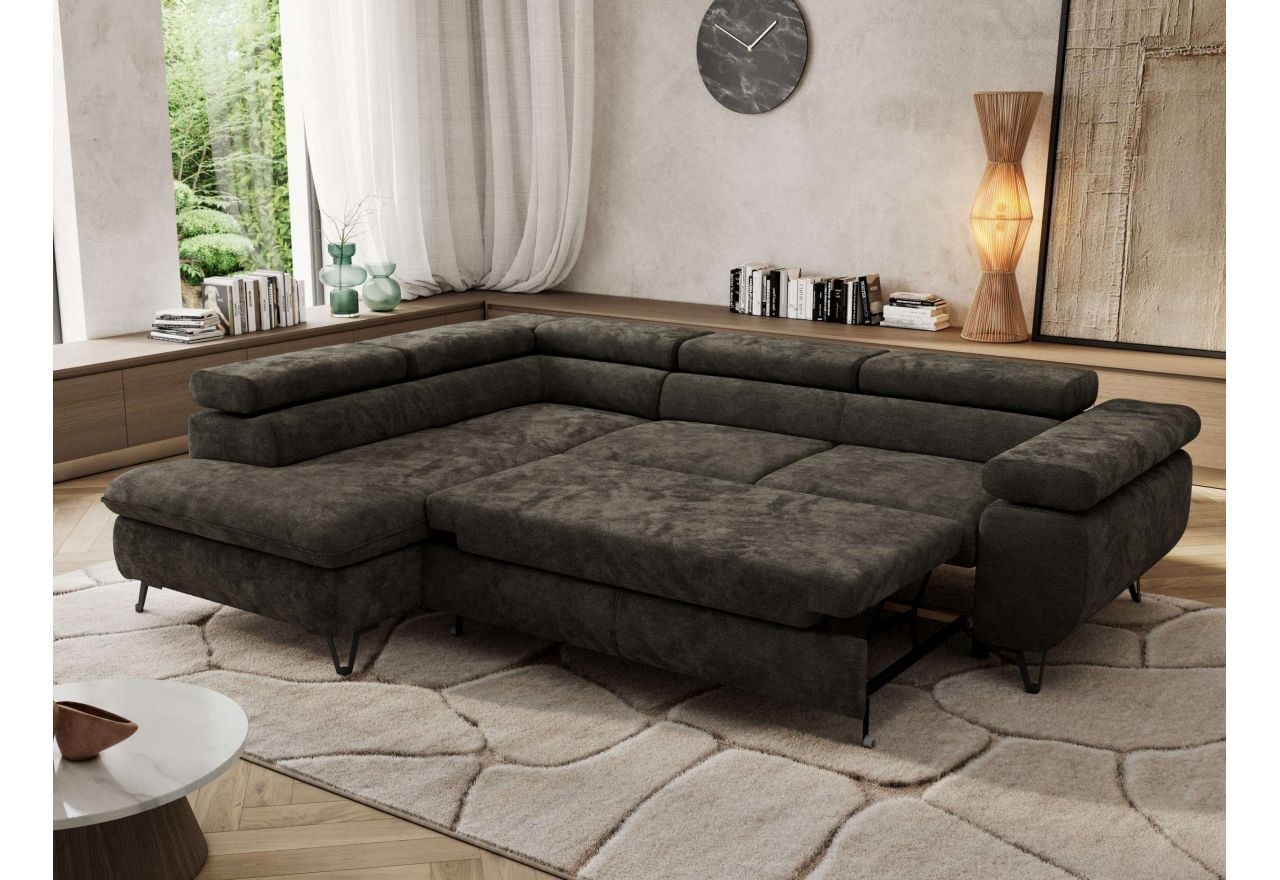 Narożnik PABLO L - strona lewa - ciemnoszary, szenil gładki