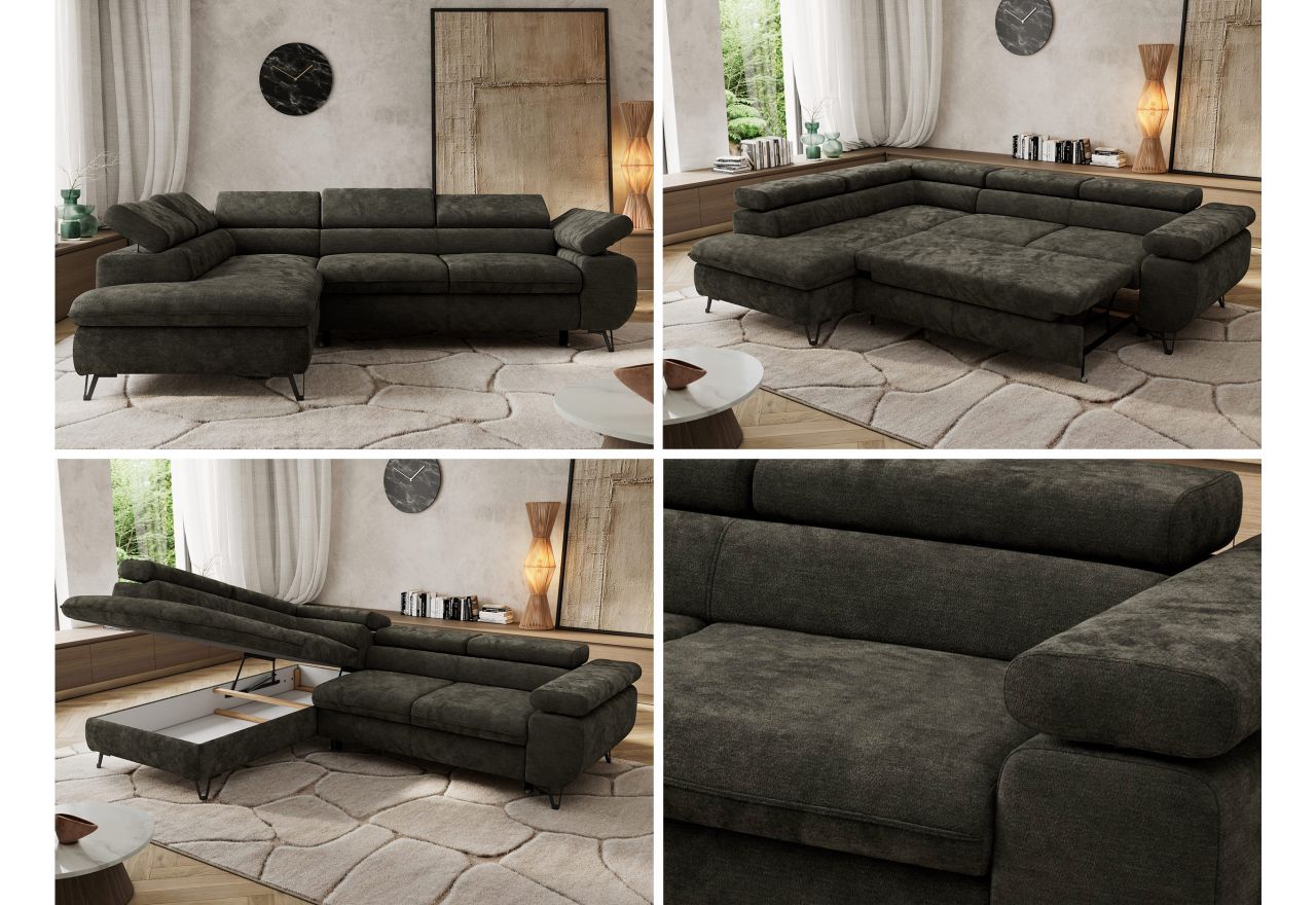 Narożnik PABLO L - strona lewa - ciemnoszary, szenil gładki