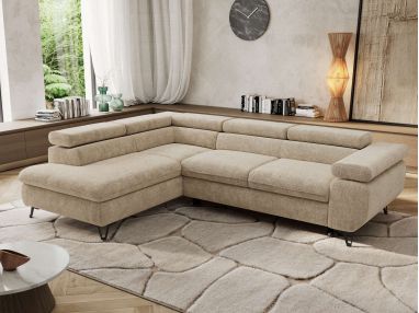 Narożnik PABLO L - strona lewa - beżowy, szenil grubo tkany