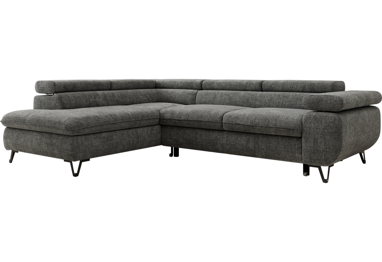 Narożnik PABLO L - strona lewa - szary, szenil grubo tkany