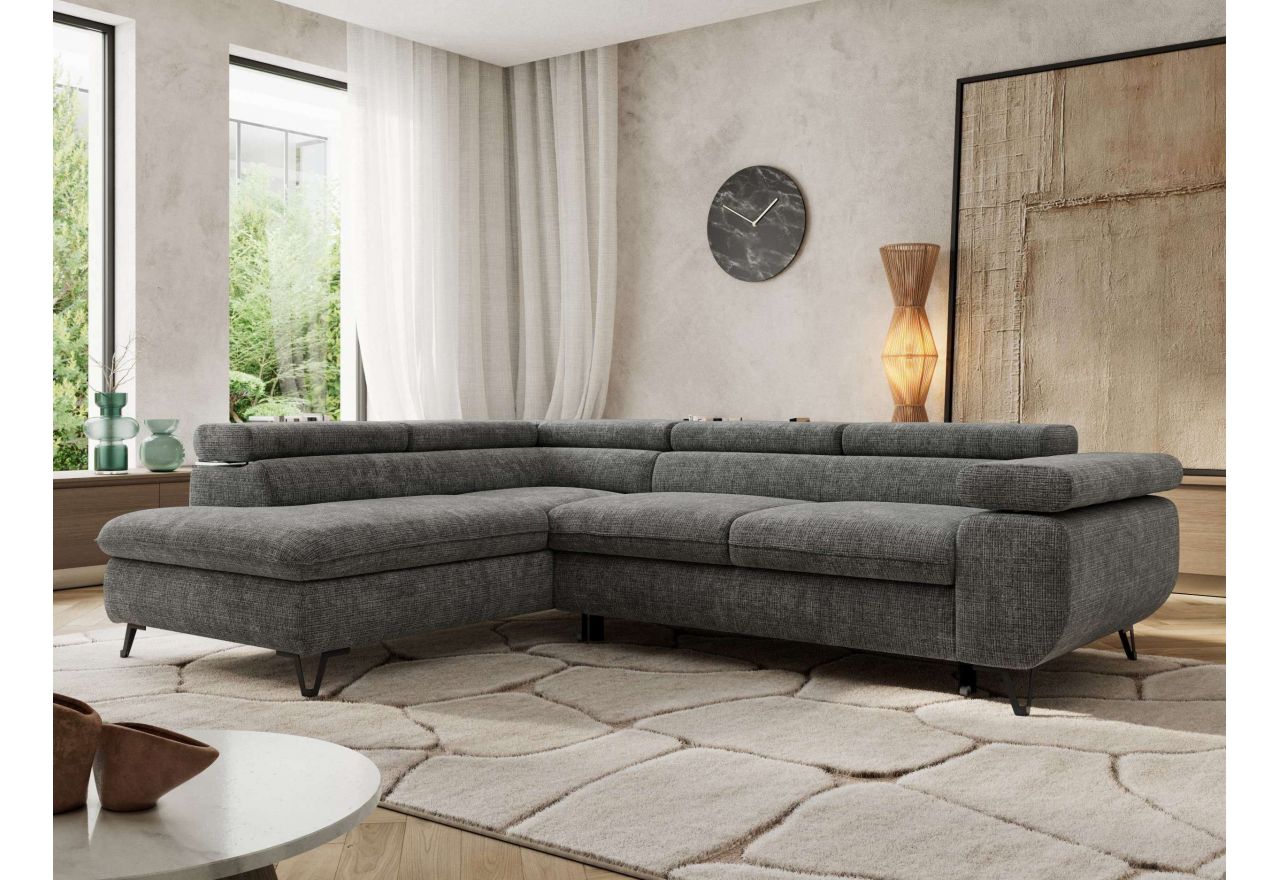 Narożnik PABLO L - strona lewa - szary, szenil grubo tkany