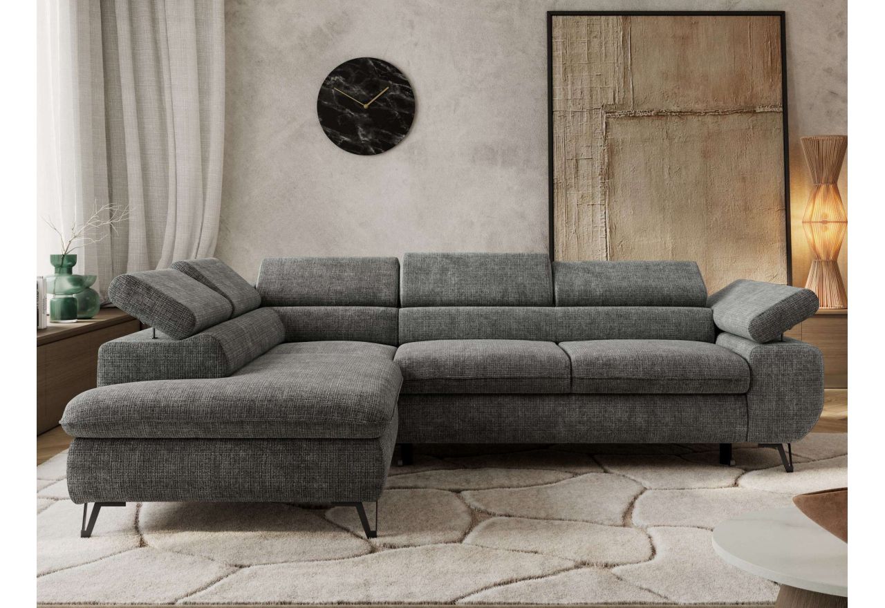 Narożnik PABLO L - strona lewa - szary, szenil grubo tkany