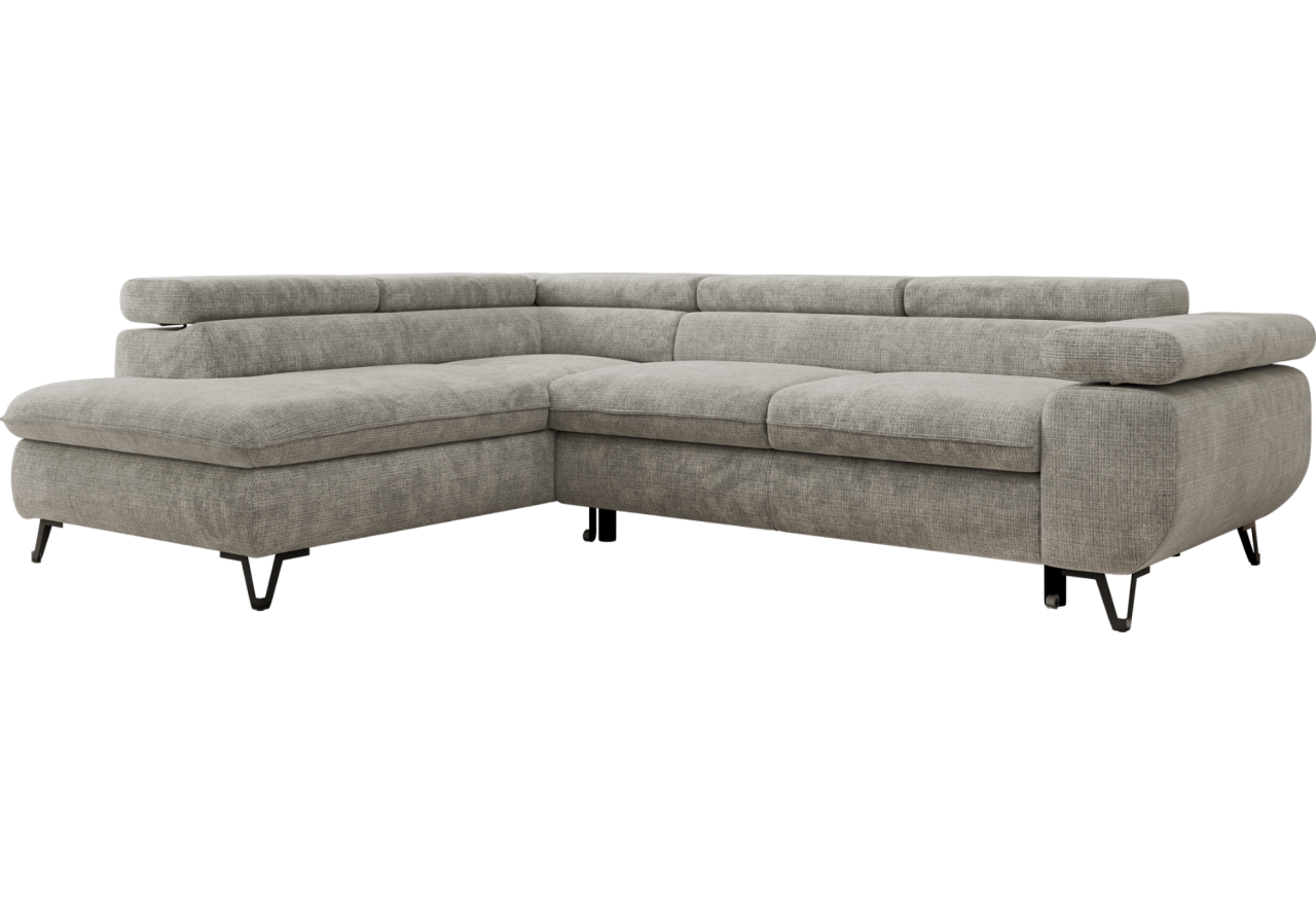 Narożnik PABLO L - strona lewa - jasnoszary, szenil grubo tkany