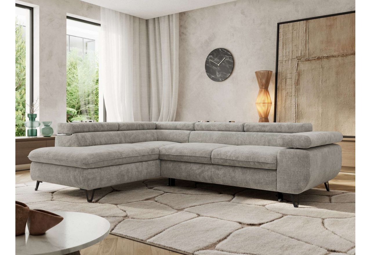 Narożnik PABLO L - strona lewa - jasnoszary, szenil grubo tkany