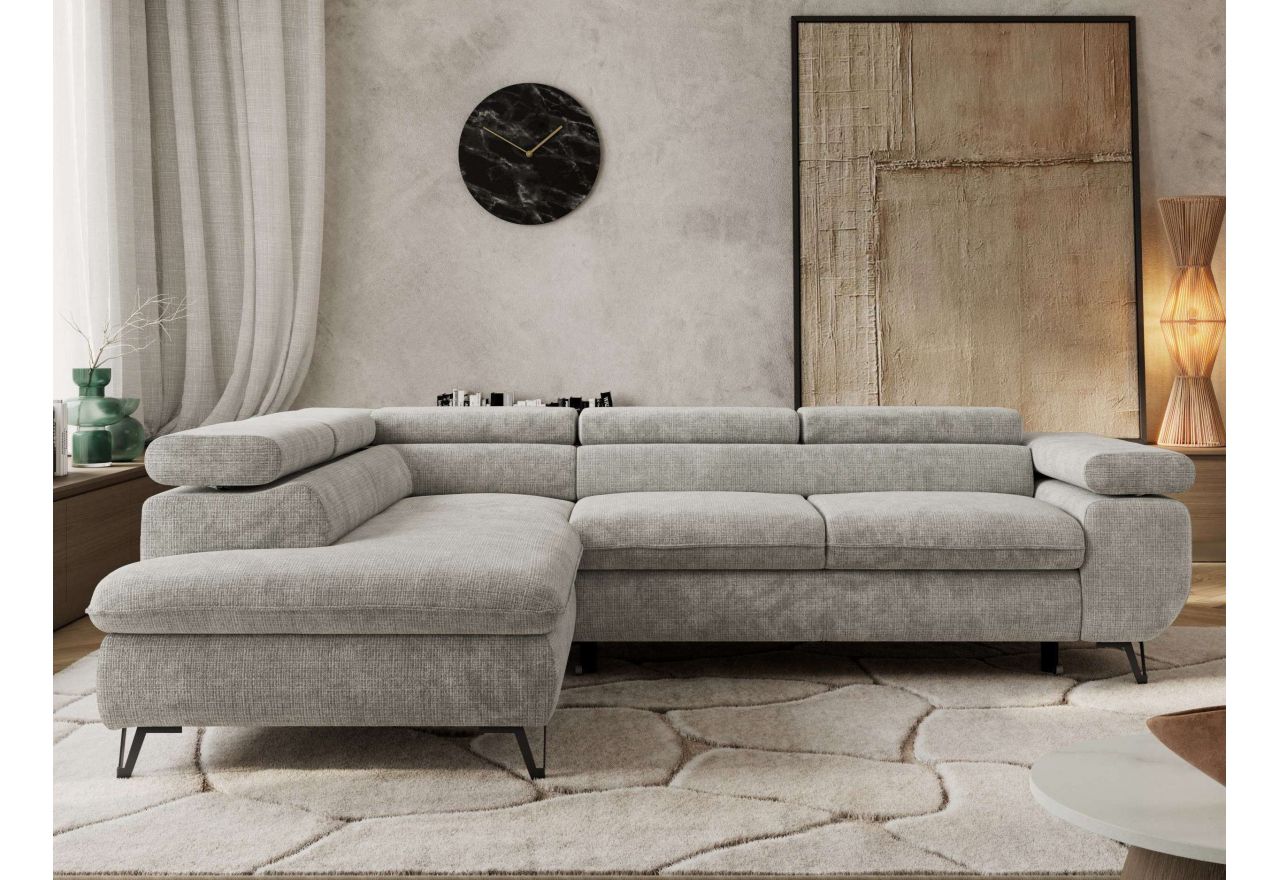 Narożnik PABLO L - strona lewa - jasnoszary, szenil grubo tkany