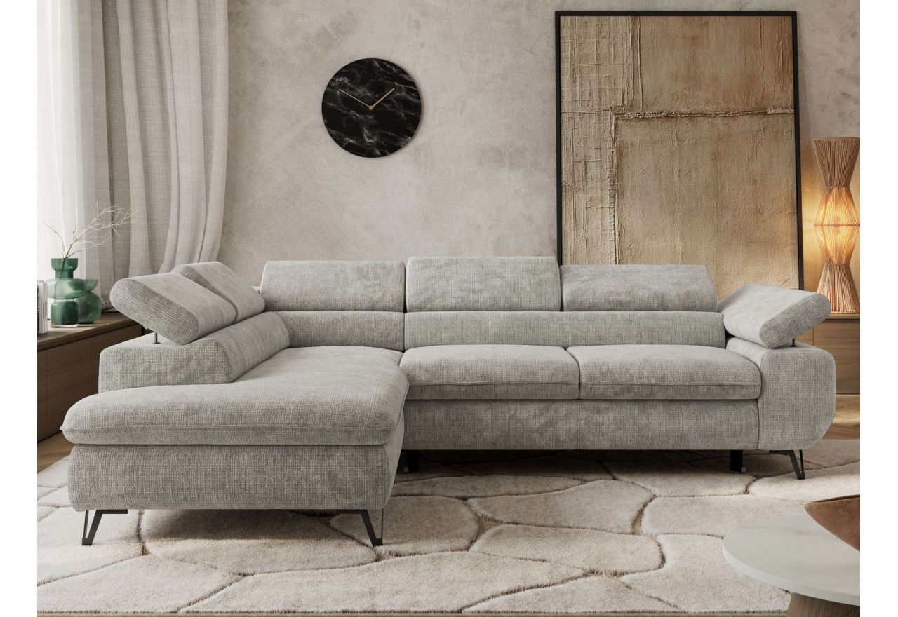 Narożnik PABLO L - strona lewa - jasnoszary, szenil grubo tkany