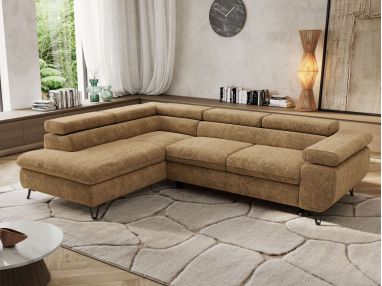 Narożnik PABLO L - strona lewa - jasnobrązowy, szenil grubo tkany