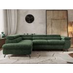 Narożnik PABLO L - strona lewa - ciemnozielony, szenil grubo tkany