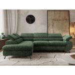 Narożnik PABLO L - strona lewa - ciemnozielony, szenil grubo tkany