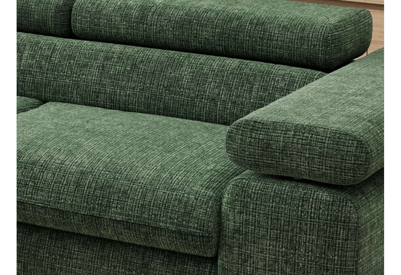 Narożnik PABLO L - strona lewa - ciemnozielony, szenil grubo tkany