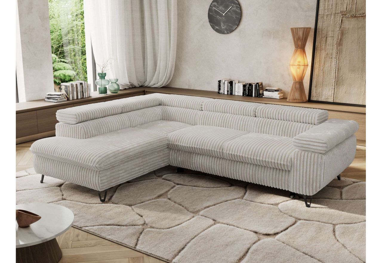 Narożnik PABLO L - strona lewa - beżowy, sztruks