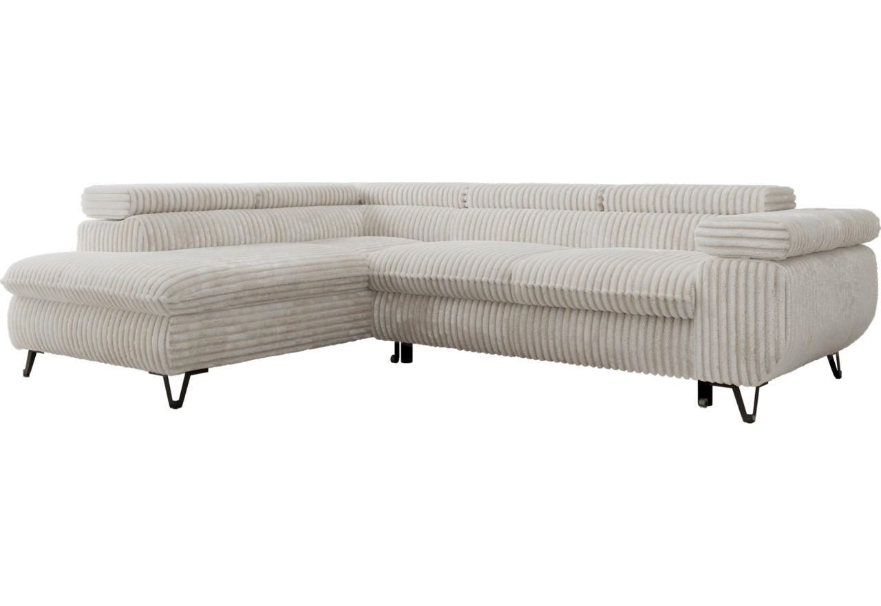 Narożnik PABLO L - strona lewa - beżowy, sztruks