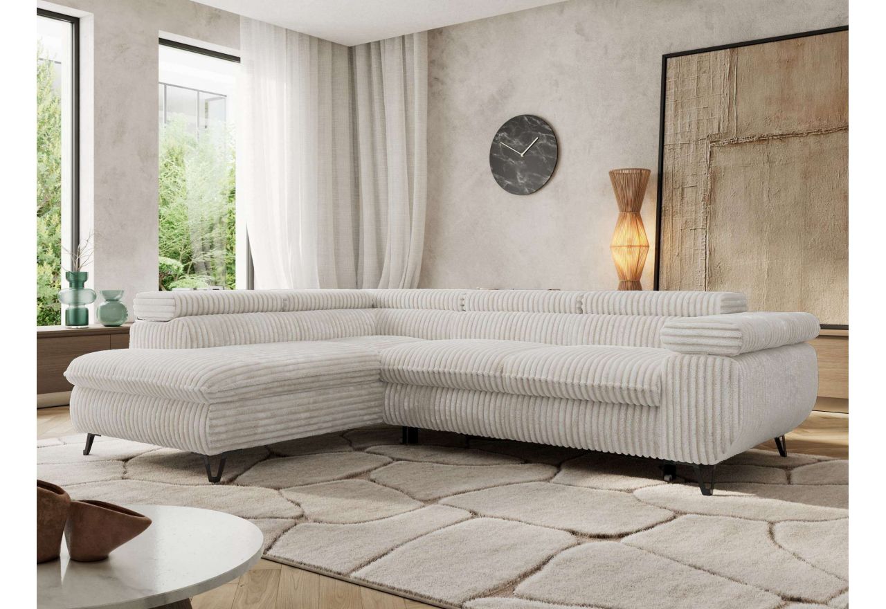 Narożnik PABLO L - strona lewa - beżowy, sztruks