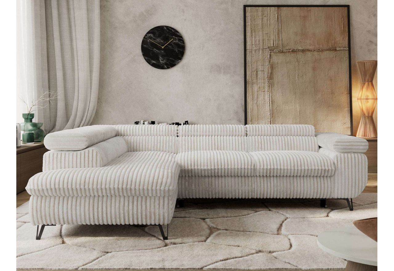 Narożnik PABLO L - strona lewa - beżowy, sztruks