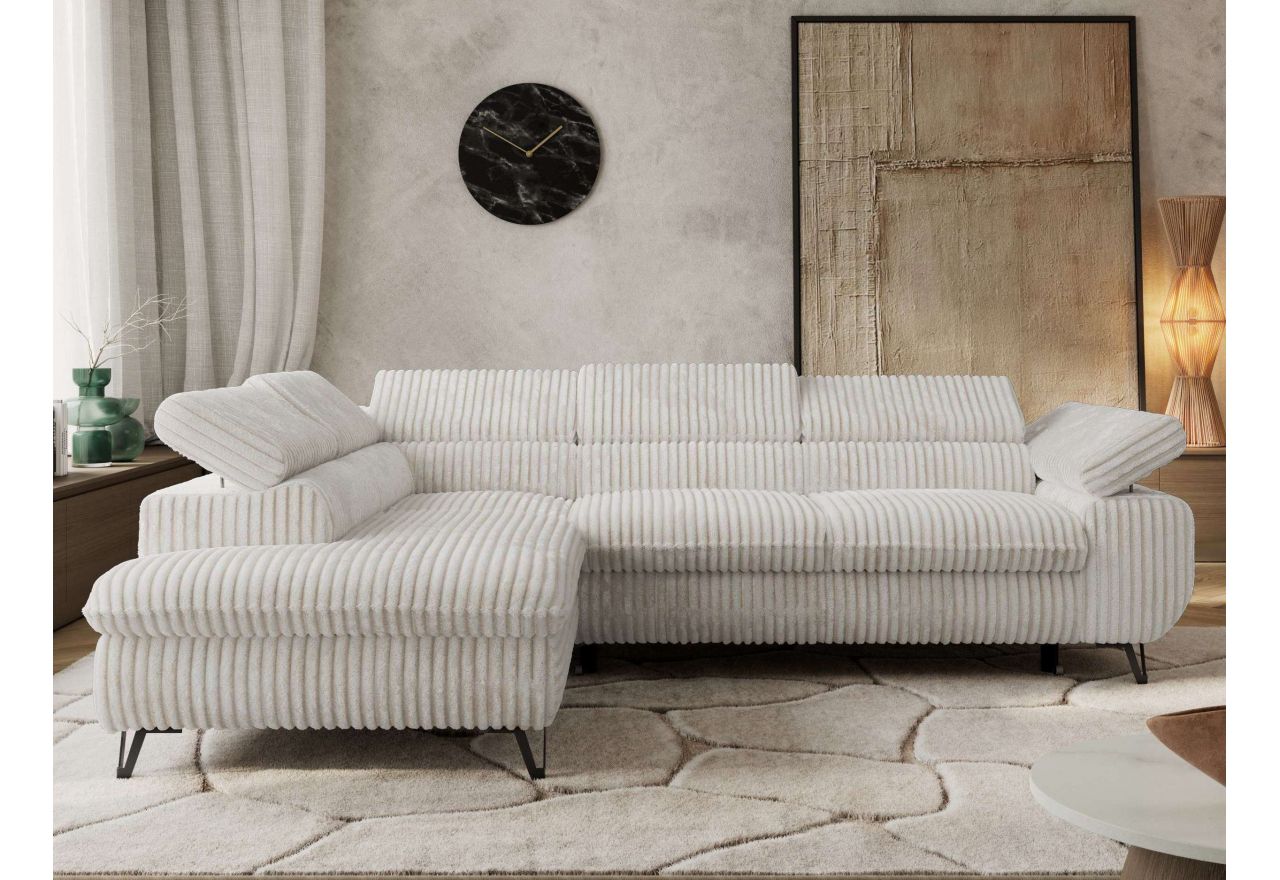 Narożnik PABLO L - strona lewa - beżowy, sztruks