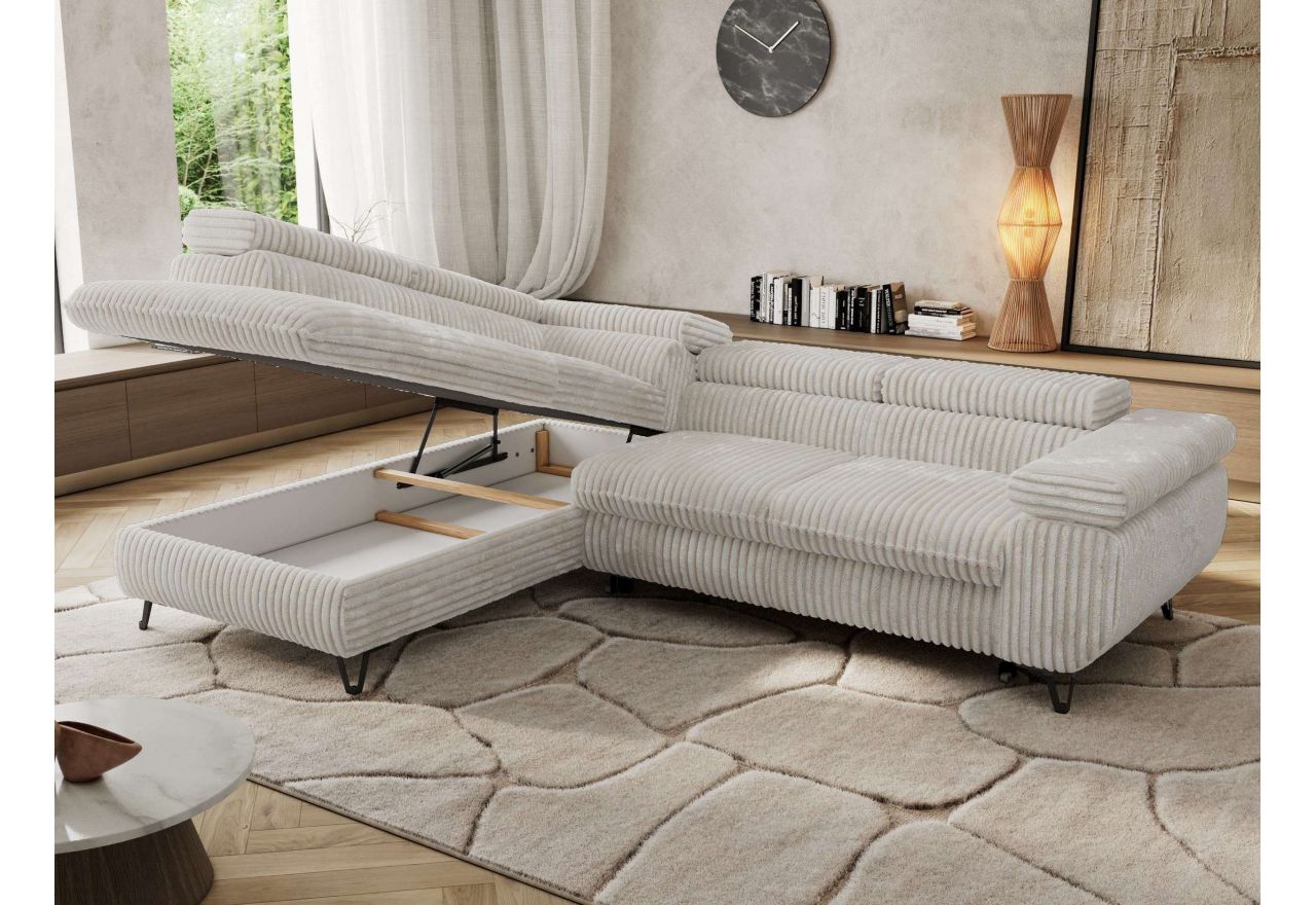 Narożnik PABLO L - strona lewa - beżowy, sztruks