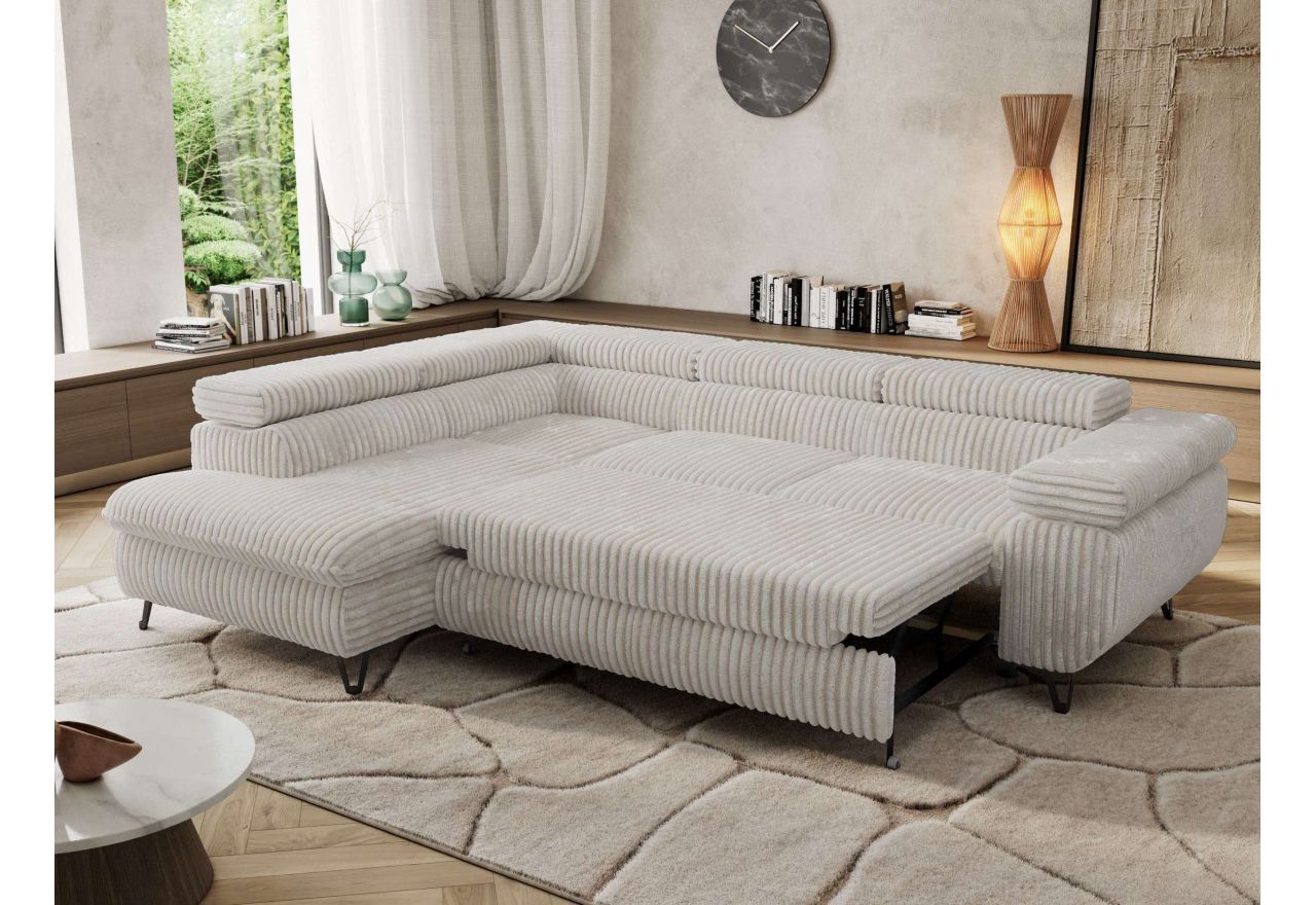 Narożnik PABLO L - strona lewa - beżowy, sztruks