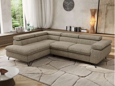 Narożnik PABLO L - strona lewa - ciemnobeżowy, struktura