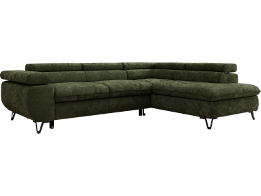 Narożnik PABLO L - strona prawa - ciemnozielony, szenil gładki