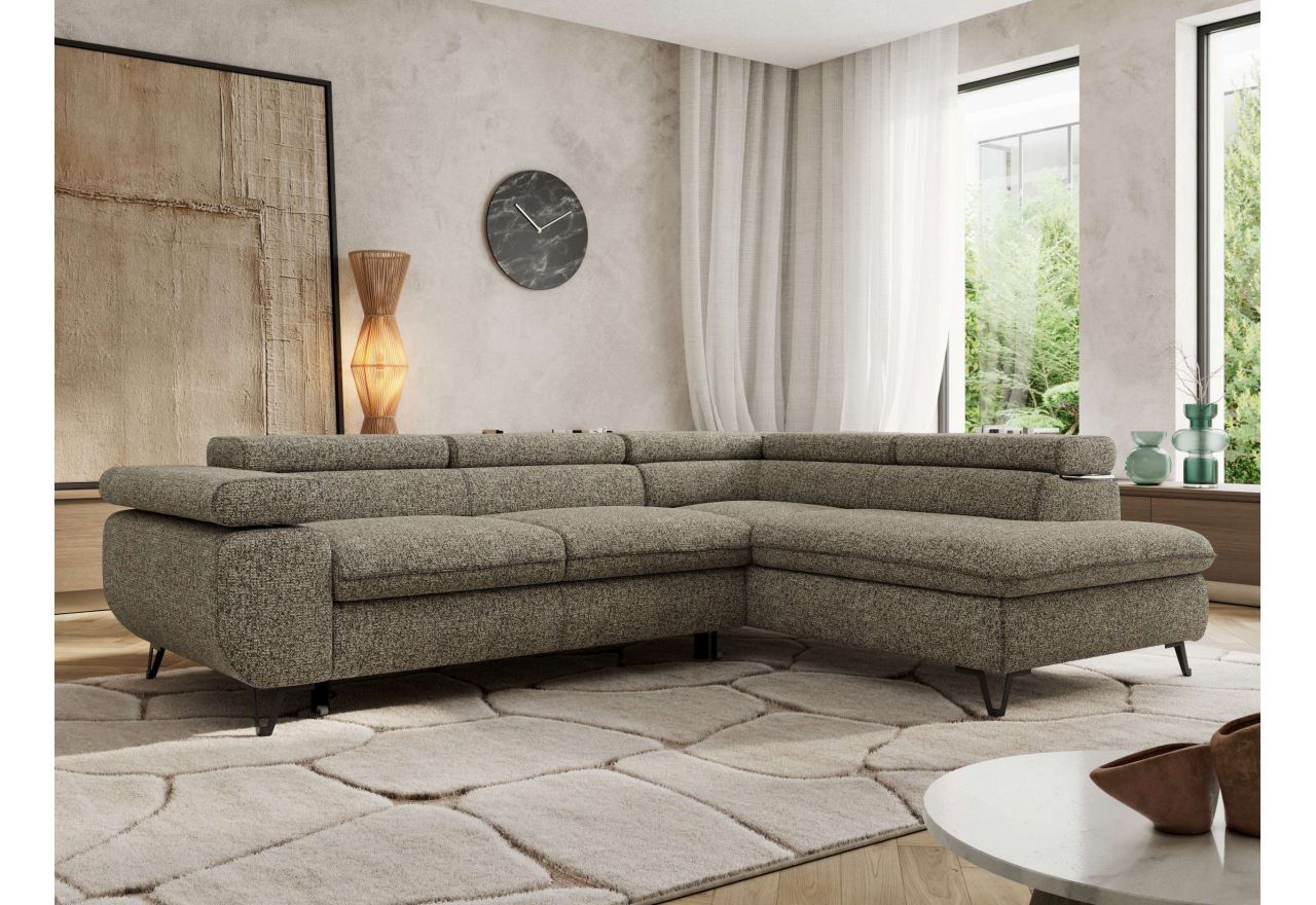 Narożnik PABLO L - strona prawa - szary, struktura