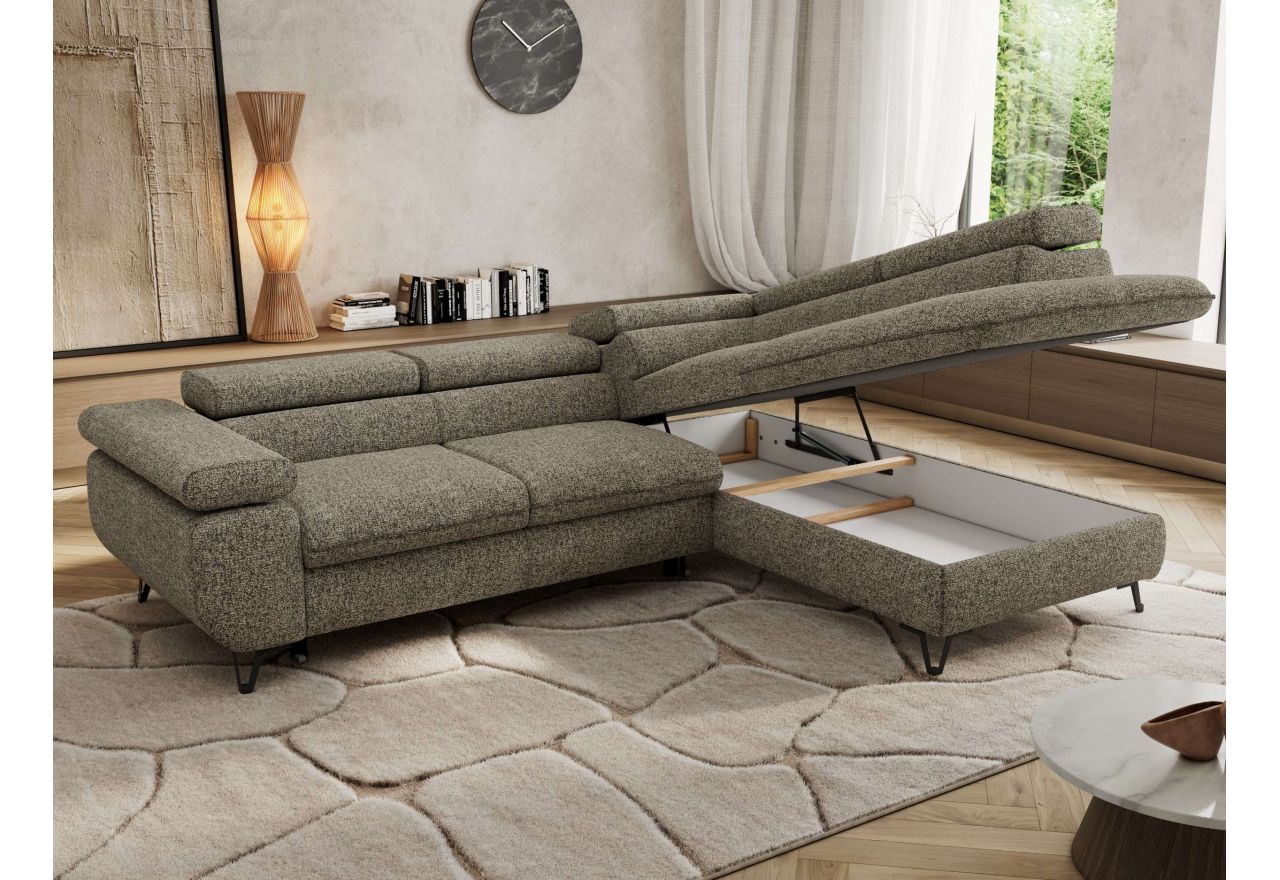 Narożnik PABLO L - strona prawa - szary, struktura