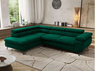 Narożnik PABLO L - strona lewa - ciemnozielony, welwet - Topper T25