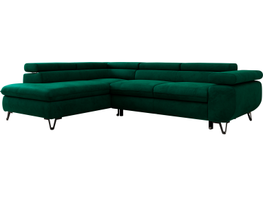 Narożnik PABLO L - strona lewa - ciemnozielony, welwet - Topper T25