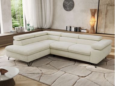 Narożnik PABLO L - strona lewa - kremowy, szenil gładki - Topper T25